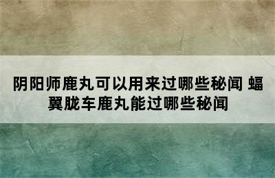 阴阳师鹿丸可以用来过哪些秘闻 蝠翼胧车鹿丸能过哪些秘闻